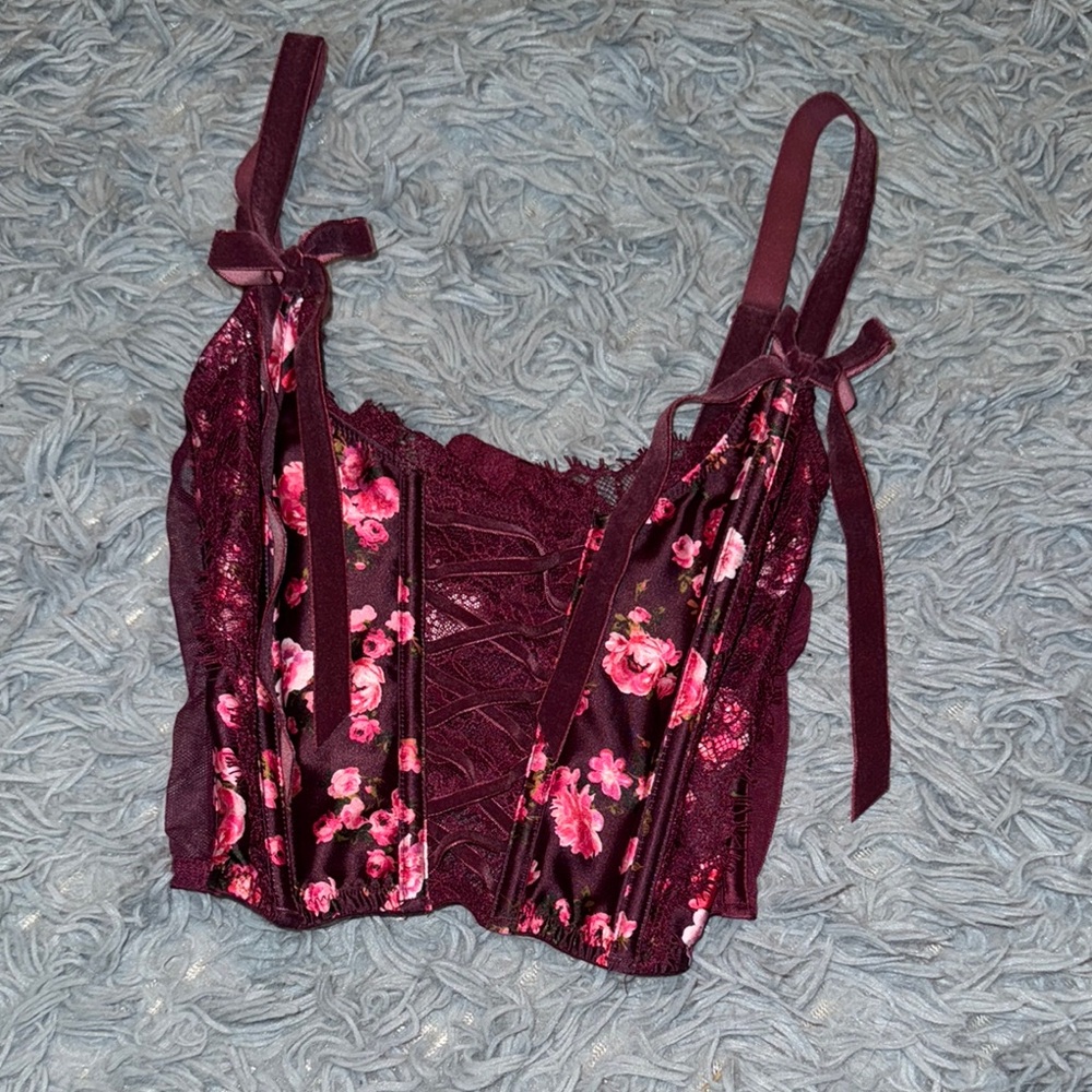 Floral Burgundy Lace Top